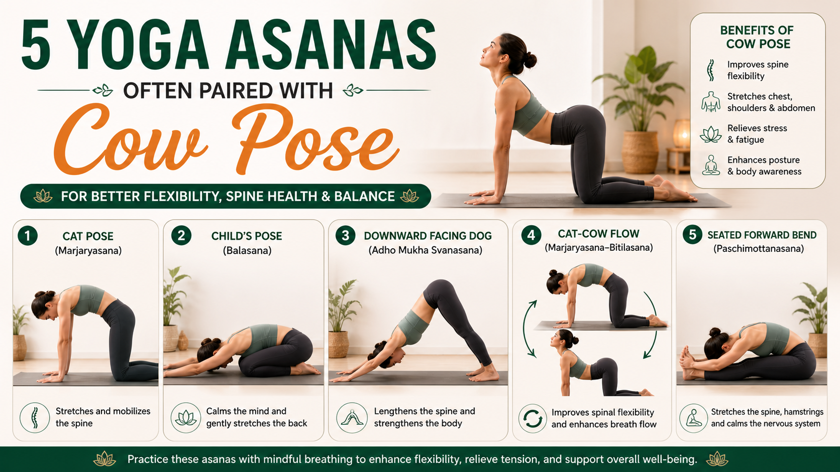 Yoga Asanas Often Paired with Cow Pose