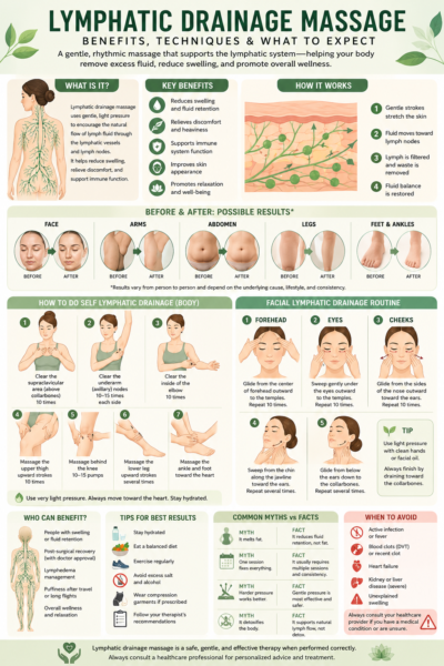 Before and After Lymphatic Drainage Massage infographic