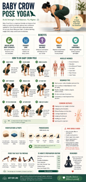 Baby Crow Pose Yoga infographic